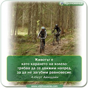 Животът е  като карането на колело: трябва да се движим напред, за да не загубим равновесие. Алберт Айнщайн